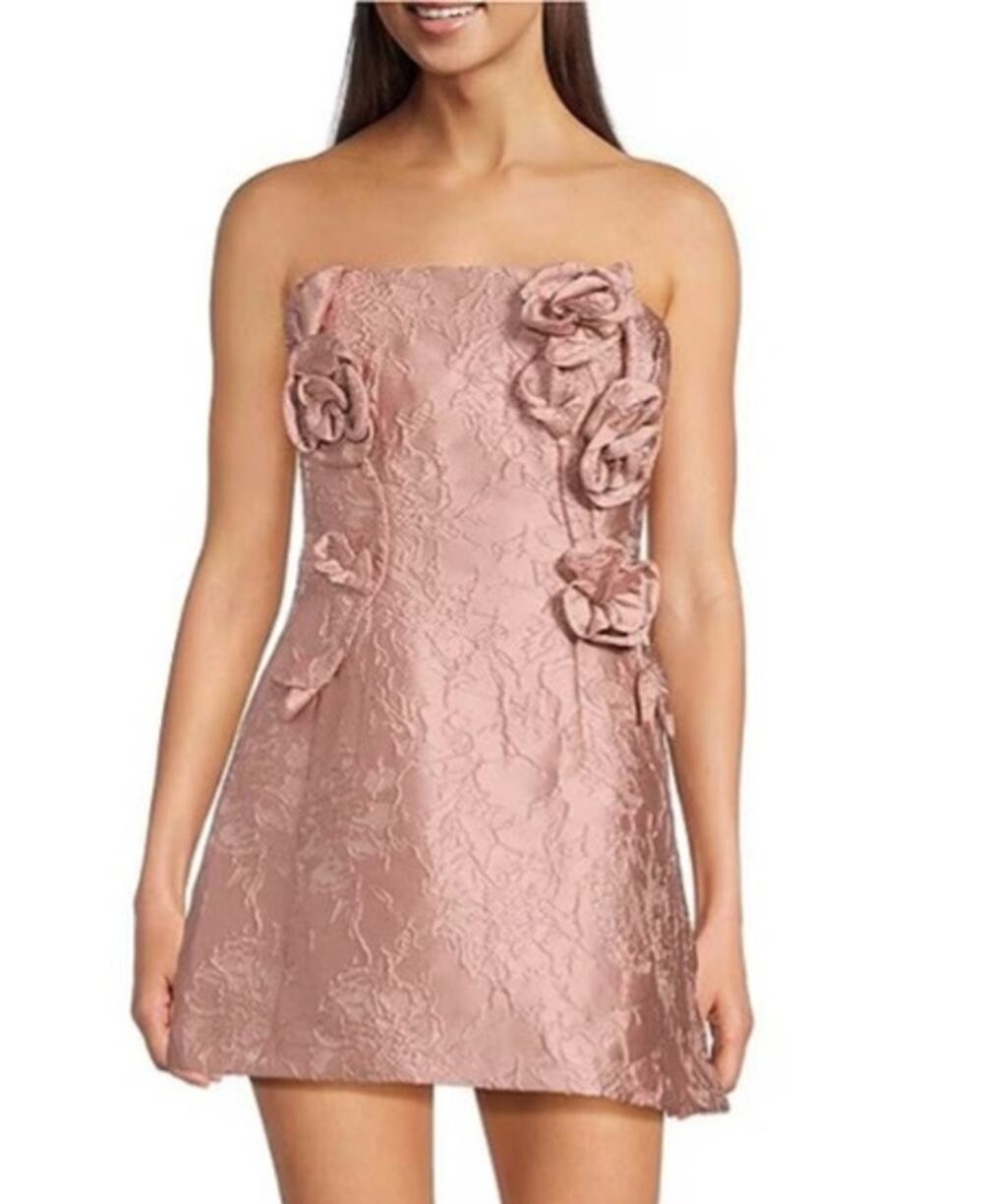 Muse by Marchesa Petal Floral Jacquard Sleeveless Applique A-Line Mini Dress 0